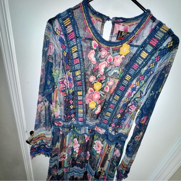 *SOLD* NWT Johnny Was Biya Dayana Mesh Embroidered Maxi Dress - Picture 3 of 12